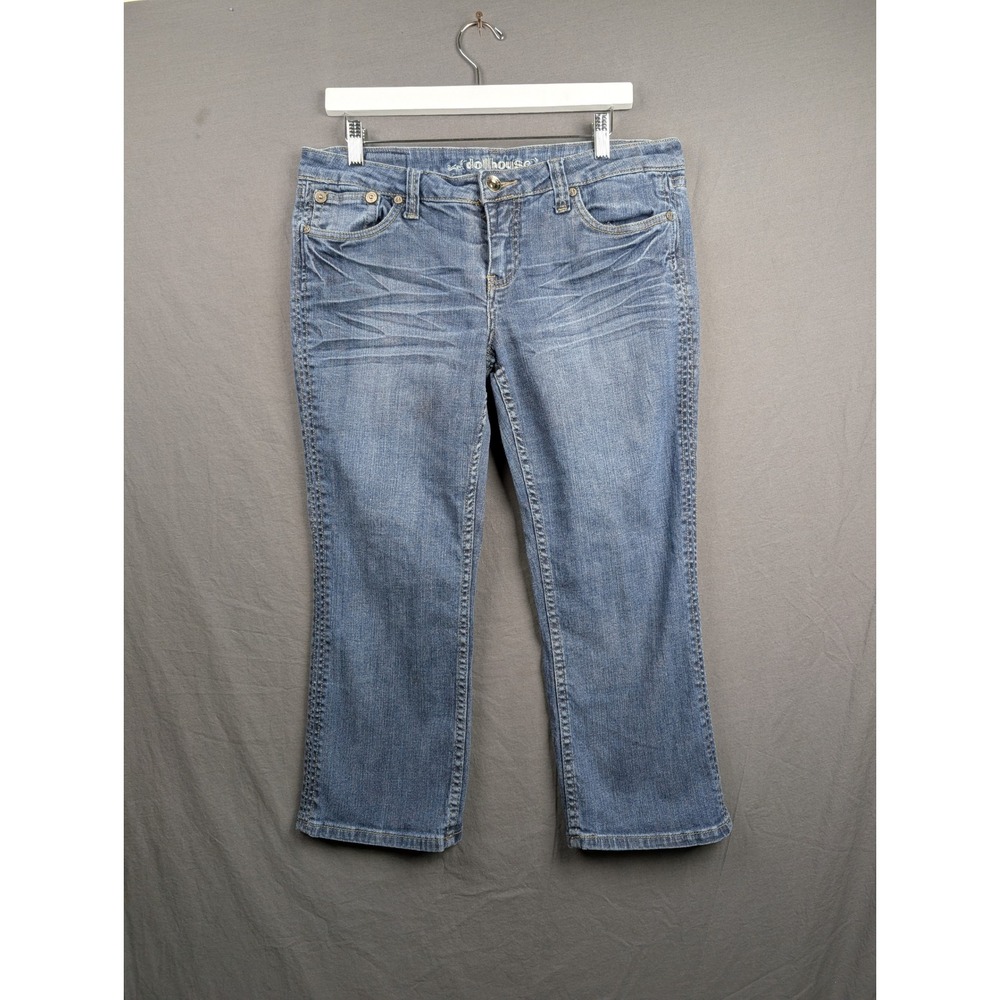 Dollhouse Womens Blue Denim Embroidered Flap Pocket Cropped Jeans Size 11